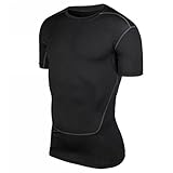 ROPALIA Mens Athletic Compression Slim Stretchy Shirt Short Sleeve Sports Shirts