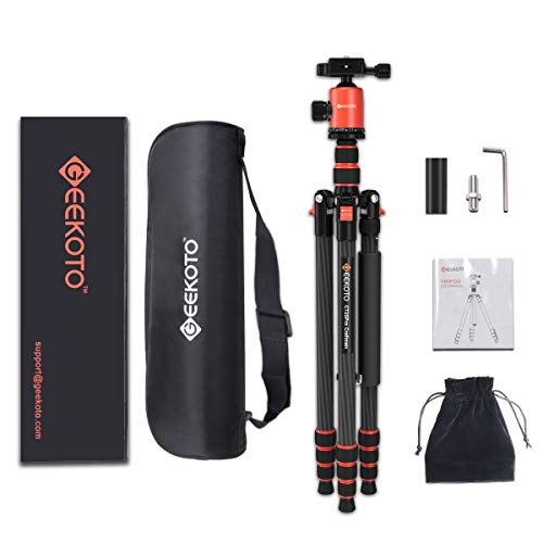 GEEKOTO 79 inches Carbon Fiber Camera Tripod Monopod with 360 Degree