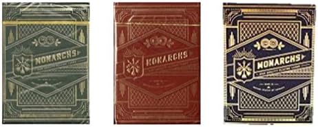 Wilddeckdotcom 3-Pack Monarchs (Red, Green & Blue) Playing Cards by Theory 11