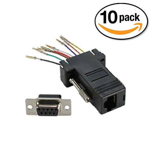 InstallerParts (10 Pack) DB9 Female to RJ45 Modular Adapter, Black