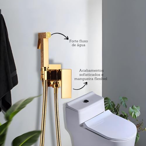 Ducha Higiênica Gold Brilhante Monocomando Lavabo Luxo