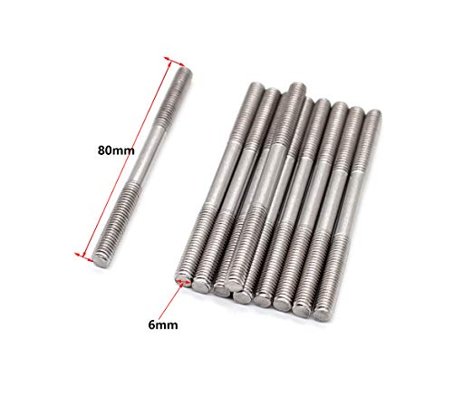 1 10Pcs+M6x80mm+Stainless+Steel+Double