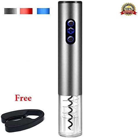 Wine Bottle Opener, Professional Electric Automatic Wine Opener with Best Foil Cutter Stainless Steel Corkscrew Screw - Silver