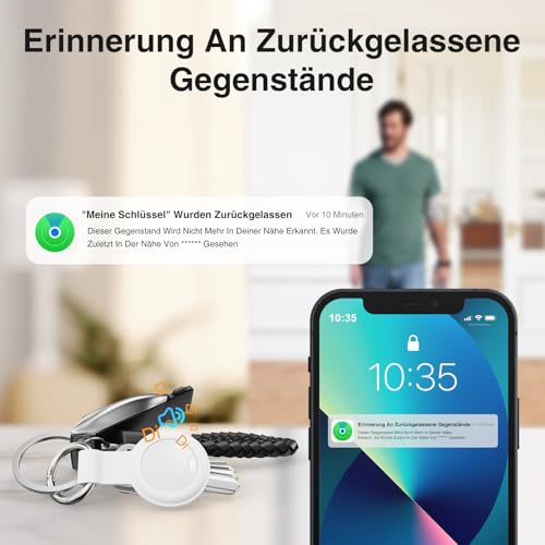 GPS Tracker Tag Pack of 2 – Smart Tag Compatible with Apple Where is? (iOS Only) with Protective Case, Waterproof Item Finder, Bluetooth Key Finder for Wallet, Luggage, Replaceable Battery