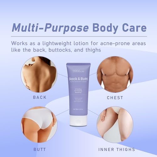 Tobcharm Butt Acne Clearing Treatment, Maximum Strength Body Cream for Back, Buttocks, Thighs & Chest Acne Removal, Skin Clarifying Lotion for Men & Women, Foam Cleaner for Bacne