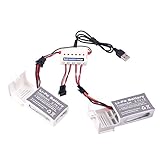 Youcute 2pcs 3.7v 1000mah Official Battery and 1to3 Charger for Udi U842 U818S Rc Quadcopter Drone White Spare Parts