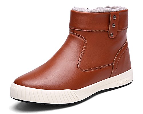Eagsouni Men's Waterproof Snow Boots High Top Shoes Fur Lining Warm Sneakers