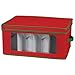 Household Essentials 540RED Holiday China Storage Chest with Lid and Handles, Cocktail Glasses and Red Canvas with Green Trim