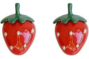 YOOESTORES82 Cute Strawberry Stud Earrings for Women,Red Strawberry Earrings, Enamel White Strawberry Earring for Women Jewelry
