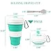 Portable Collapsible Coffee Cup, Lightweight and Reusable Folding Travel Mug Cup, Food Grade Silicone Sport Water Bottle with Leak Proof Lid for Outdoor Camping Hiking - Plus Folding Spoon (19oz)