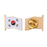 South Korea Country Flag Lapel Pin Enamel Made of Metal Souvenir Hat Men Women Patriotic Korean (Waving Flag Lapel Pin)