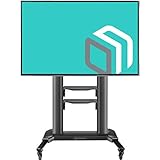 ONKRON Universal Mobile TV Stand with Shelves TV Cart on Wheels for 40â€ â€“ 75 Inch Flat Panel Curved LCD LED OLED Screens up to 100 lbs TS27-71 (Black)