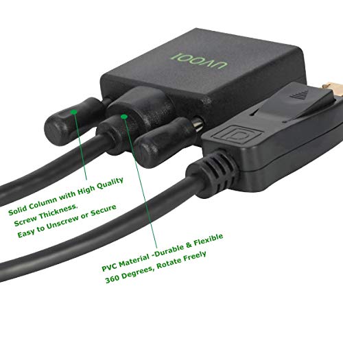 DisplayPort to DVI Cable 10ft (DP to DVI-D Cable), UVOOI Display Port to DVI-D Cable Adapter Compatible with PC, Laptop, HDTV, Projector, Monitor, More- Gold-Plated