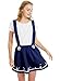 futurino Women's Sweet Cat Paw Embroidery Pleated Mini Skirt with 2 Suspender (M, Navy)