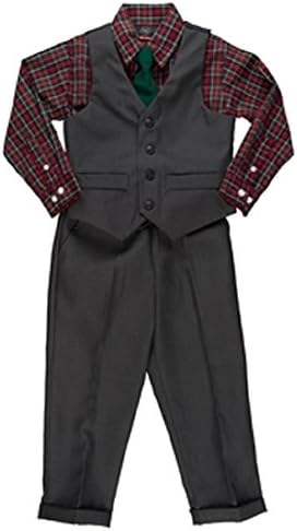 Will Logan Boys Four Piece Vest/Pant Set (7, Grey)