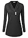 BAISHENGGT Women's Casual Shawl Collar Button Tunic Top XX-Large Dark Grey