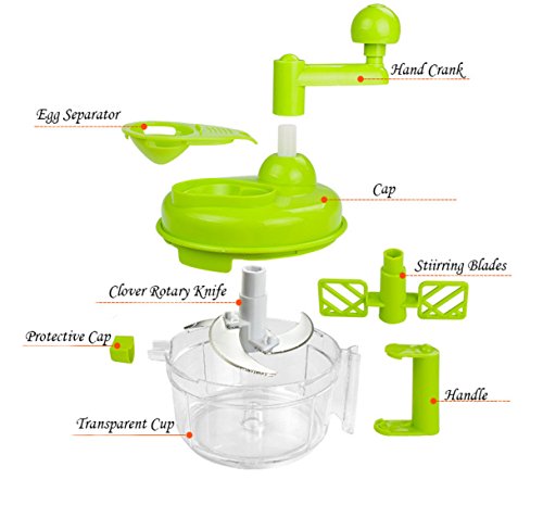 TENTA TENTA KITCHEN Tenta Kitchen 3.2-Cup/800ml Hand Crank Food Processor/Manual Food Chopper/Meat Grinder/Vegetable Dicer And Mincer/Fruit Blender With Egg Separator