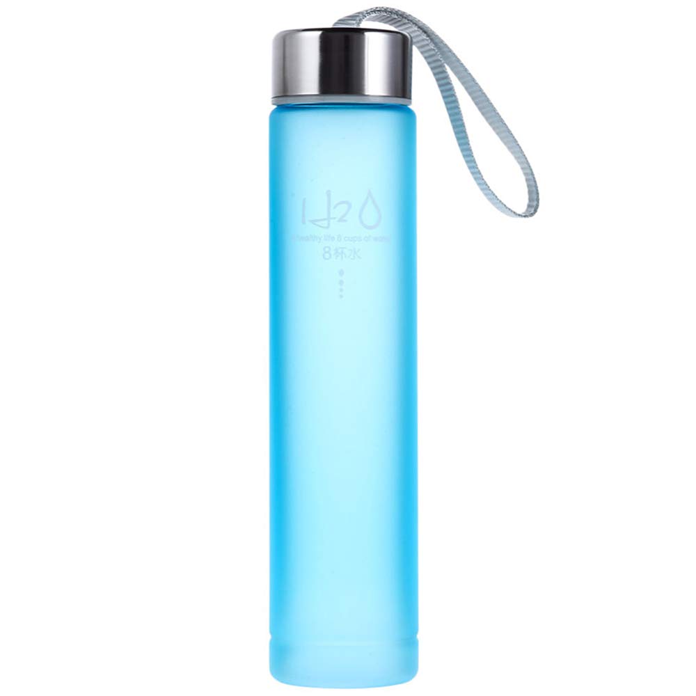 aoory Sports Water Bottle BPA Free Plastic Wide Mouth Slim Frosted Cup with Leak-proof Lid for Running Gym Yoga Outdoors 280ml,Blue