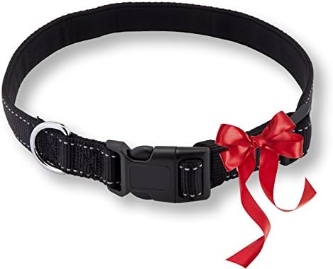 Pet Lovers Club Padded Nylon Dog Collar | Reflective &amp; Waterproof | For Medium &amp; Large Dogs | Black