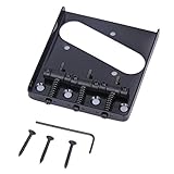 Domybest Telecaster Chrome Bridge,3 Brass Saddle String Guitar Bridge with 54mm Chrome Guitar Parts (Black)