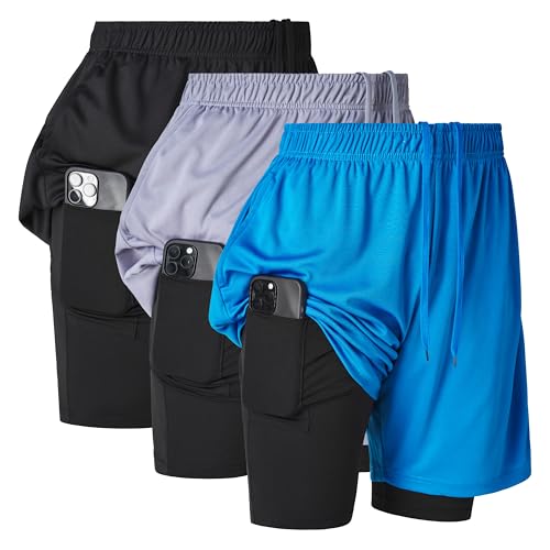 Mens 2-in-1 Running Shorts 7 Inch