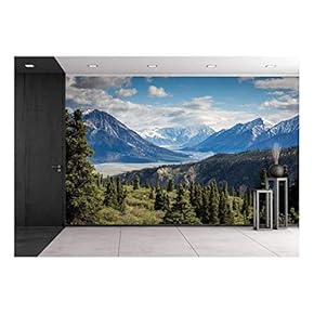 Mountain Range View - Removable Wall Mural | Self-Adhesive Large Wallpaper - 66x96