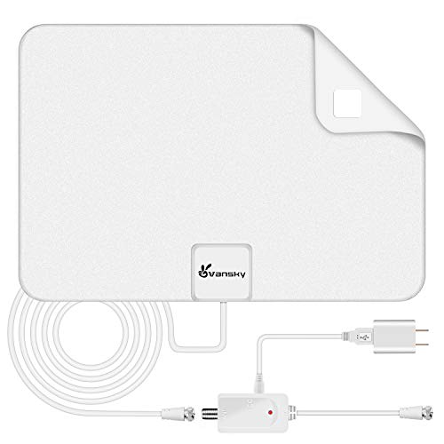 Vansky TV Antenna - HD Amplified Digital HDTV Antenna 65-90 Mile w/ Local Broadcast 4K VHF UHF Signal Channels for All TVs with Detachable Amplifier - 16.5feet Coax Cable