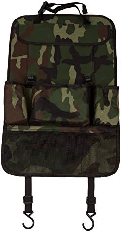 Autvivid Multipurpose Use Universal Auto Seat Back Protector Kick Mat Car Organizer Backseat Container Pad with Pockets Great Travel Accessory Office Home Organize (Camo Green)