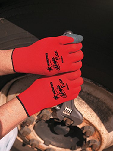 Memphis Glove N9680S Ninja Flex Nylon Shell Gloves with Latex Dip Palm and Fingertips, Gray/Red, Small, 1-Pair - Thumbnail 4