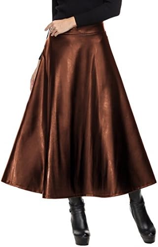 Women High Waist Long Skirt Elegant Synthetic Leather Dress Cocktail