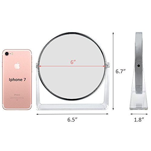 Catmicoo 1X/10X Magnifying Makeup Mirror, 6" Round Double Sided Standing Vanity Mirror Stylish Modern Design (Chrome) - Thumbnail 3