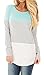 For G and PL Women Color Block Long Sleeve Stripe Knits T Shirts Casual Cotton Tunic Tops Green M