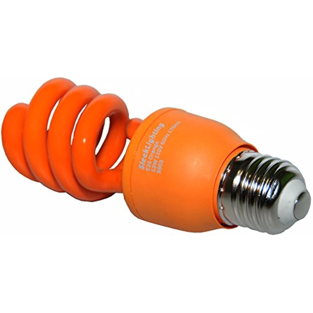 13 Watt Orange Spiral CFL Light Bulb UL Approved 120 Volt, E26