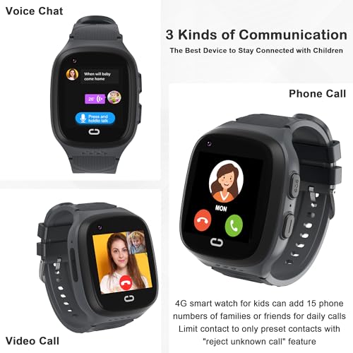 AIWIEP Smart Watch GPS Tracker with Calling,sos,gps Tracker,voice Chat,camera, Kids Cell Phone Toys for Ages 5-7 Boys Age 3-12, for Kids, 4G