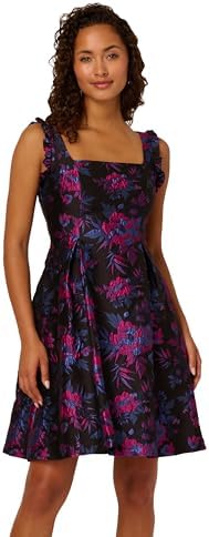 Adrianna Papell Women's Floral Embroidered High Low Dress with Sheer Short  Sleeves Dress, Blue Multi, 6 at Amazon Women's Clothing store