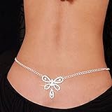 joylive Sexy Glittery Rhinestone Gem Butterfly Body Jewelry Belly Waist Belly Chain Dance Bridal Wedding