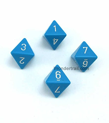 WCXPQ0816E4 Light Blue Opaque Dice with White Numbers D8 Aprox 16mm (5/8in) Pack of 4 Dice Chessex