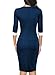 WOOSEA Women's 2/3 Sleeve Colorblock Slim Bodycon Business Pencil One-Piece Dress (Navy Blue, Medium)