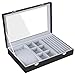 SONGMICS Black Leather Jewelry Box Display Tray Show Case Storage Organizer Large Glass Top UJDS306