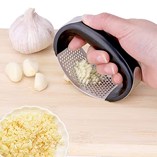Presse-ail, Acier Inoxydable, Extra Fort et Durable, Va au Lave-vaisselle, Deux outils d\'épluchage à l\'ail et deux brosses, Cuisine Indispensable