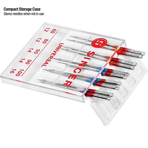 SINGER Universal Regular Point Machine Needles, 20-Count, Sizes 80/12, 90/14, 100/16