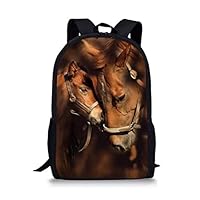 Dellukee School Backpack For Girls Cute Durable Book Bags Daypacks Horse Print