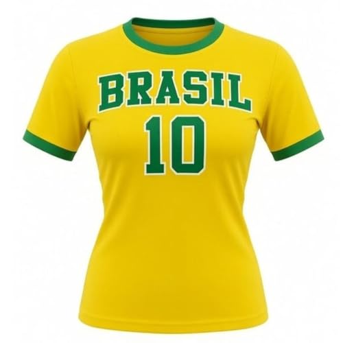 Camisa Do Brasil Feminina Amarela Camiseta Brasil Torcedor Feminina Confortável Leve