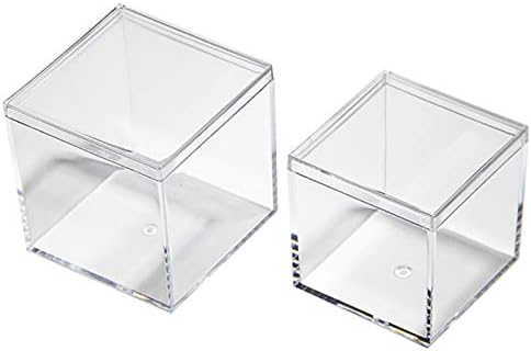 Small Clear Acrylic Candy Boxes Set High Quality Cube Case 24-Pack 2x2x2 Inches, 24-Pack 2.5x2.5x2.5 Inches by Fulemay.