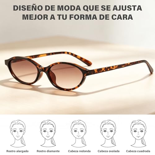 GALASALA 3PCS Lentes de Sol Mujer, Lentes de Sol Retro UV400, Lentes AC Montura PC Ultraligera, Gafas de Sol Mujer que Realzan el Rostro, Ideal para Playa, Piscina, Conducir y Uso Diario