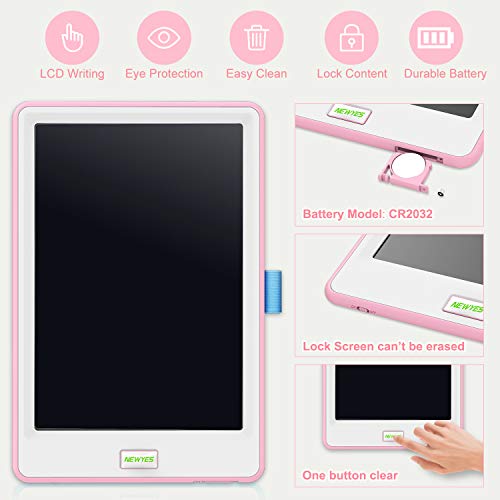 10 Inch LCD Writing Tablet, WOBEECO Electronic Doodle and Scribble Board for Kid & Adults - Great for Taking Notes & Drawing Feels Just Like Paper and Pencil (Pink)