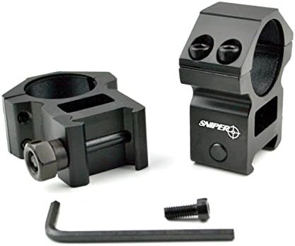 Pair of Aluminum 1" Rifle Scope Rings - Choice of Low, Medium or High Profile - Picatinny/Weaver Mount - For 1 inch / 25mm diameter Optics or Accessories (HIGH PROFILE)
