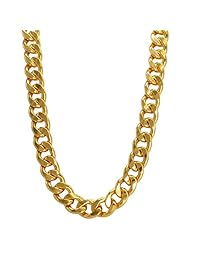 TUOKAY Collar de cadena de oro de 18 quilates, estilo Punk de los años 90, para disfraz, joyería, cadena de Hip Hop Turnover, de acero inoxidable (24 pulgadas, 0.394 in)