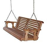 Amish Heavy Duty 800 Lb Roll Back 5ft. Treated Porch Swing With Cupholders - Cedar Stain