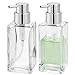 mDesign Square Glass Refillable Liquid Soap Dispenser Pump Bottle for Bathroom Vanity Countertop, Kitchen Sink - Holds Hand Soap, Dish Soap, Hand Sanitizer, Essential Oils - 2 Pack - Clear/Chrome